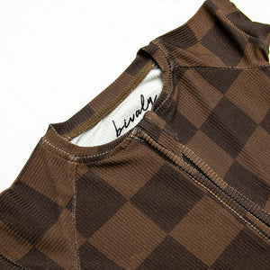 Brown Checkerboard Romper