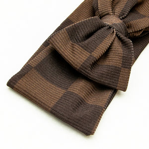 Brown Checkerboard Bamboo Headband