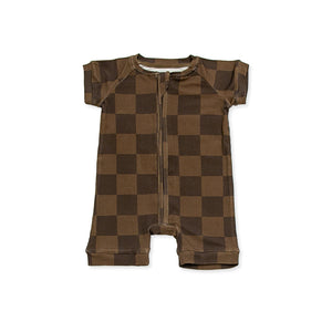 Brown Checkerboard Romper